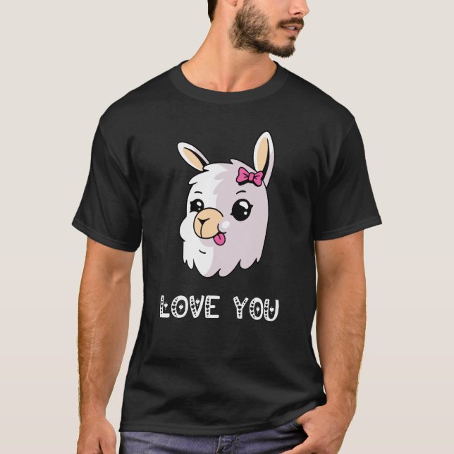 Camiseta Love You Llama Valentine's Day Lovely Date Nights  (Frente)