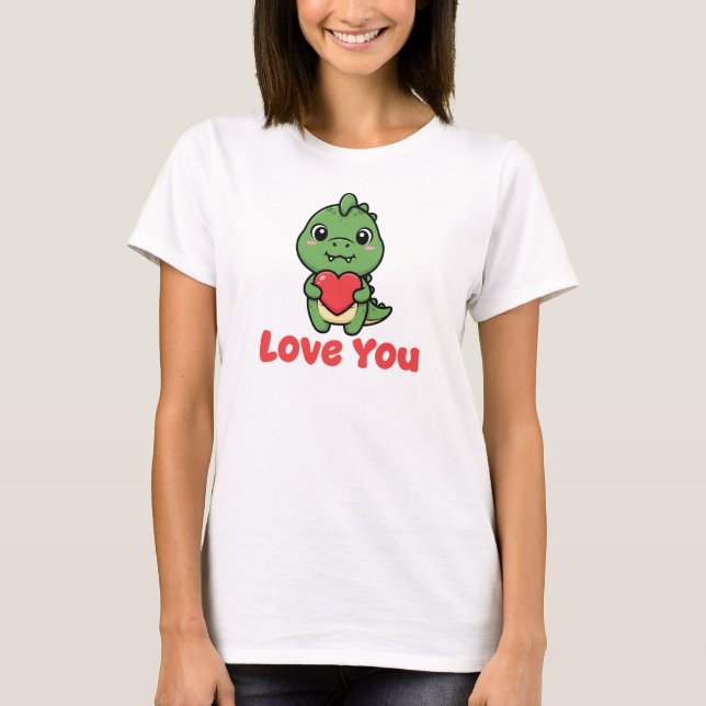 Camiseta Love You, Valentine Dinosaur (Frente)