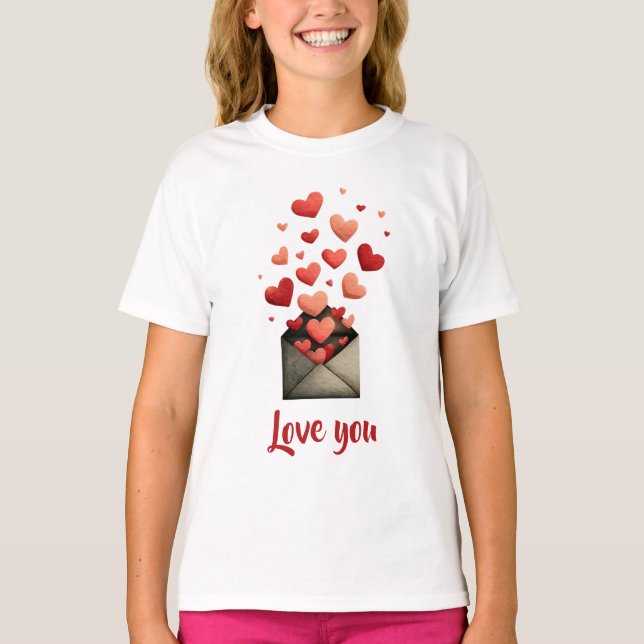 Camiseta Love You Valentine Envelope Design (Frente)