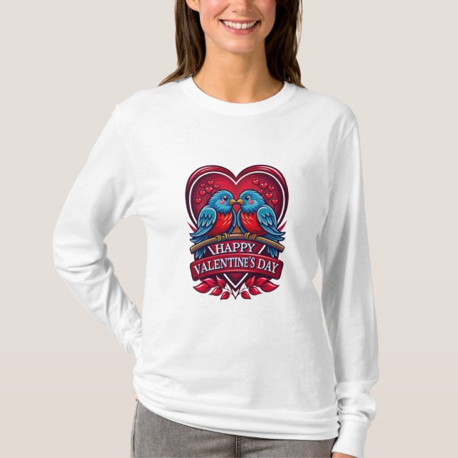 Camiseta Lovebirds Forever – Romantic Valentine’s Day Coupl (Frente)