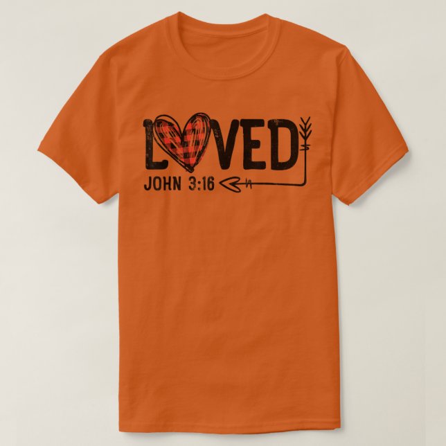 Camiseta Loved John 316 Red Plaid Heart Christian Valentine (Frente do Design)