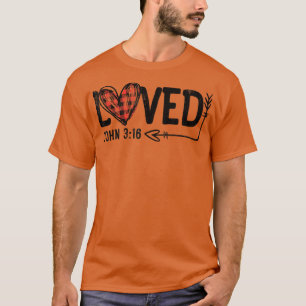 Camiseta Loved John 316 Red Plaid Heart Christian Valentine