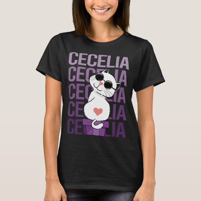 Camiseta Lovely Cat - Nome Cecelia (Frente)