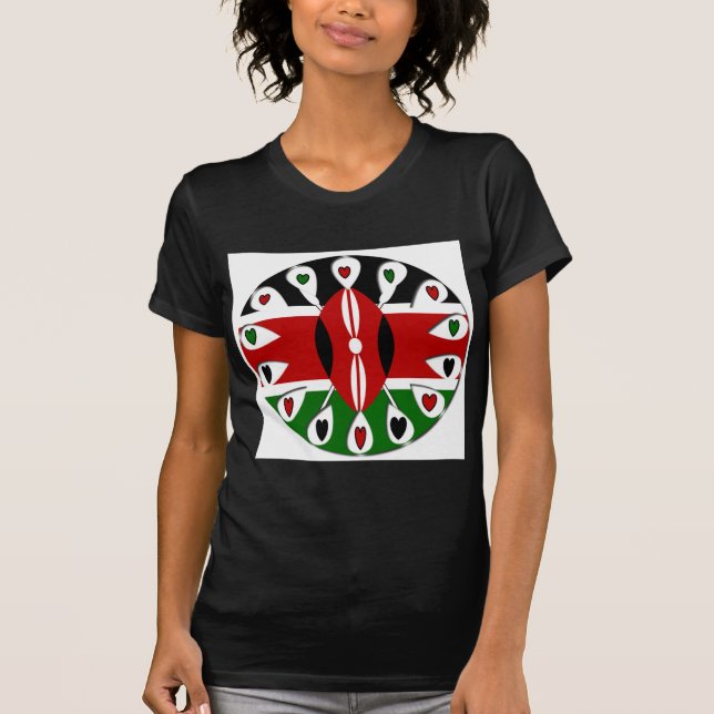 Camiseta Lovely Hearts Kenya: Flag Art Motif (Frente)