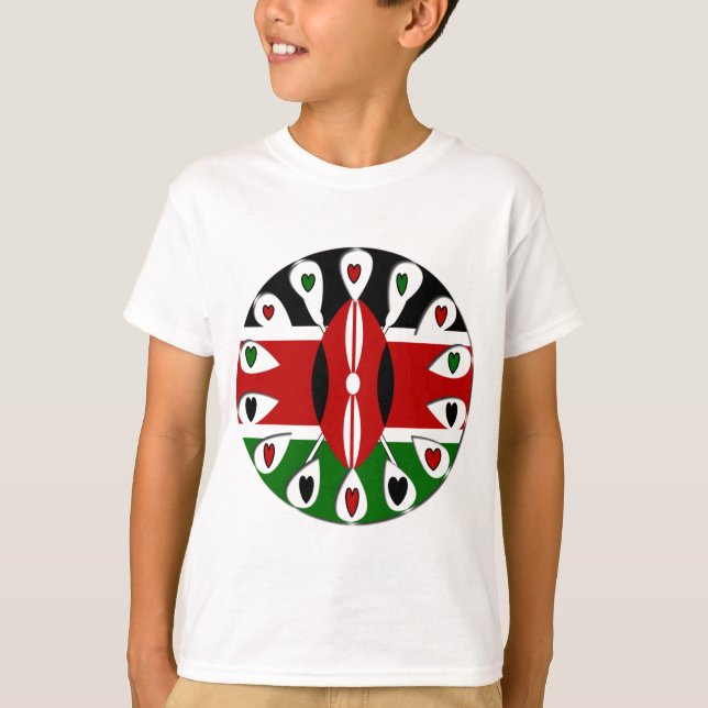 Camiseta Lovely Hearts Kenya: Flag Art Motif (Frente)
