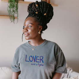 Camiseta Lover and a fighter in blue and pink