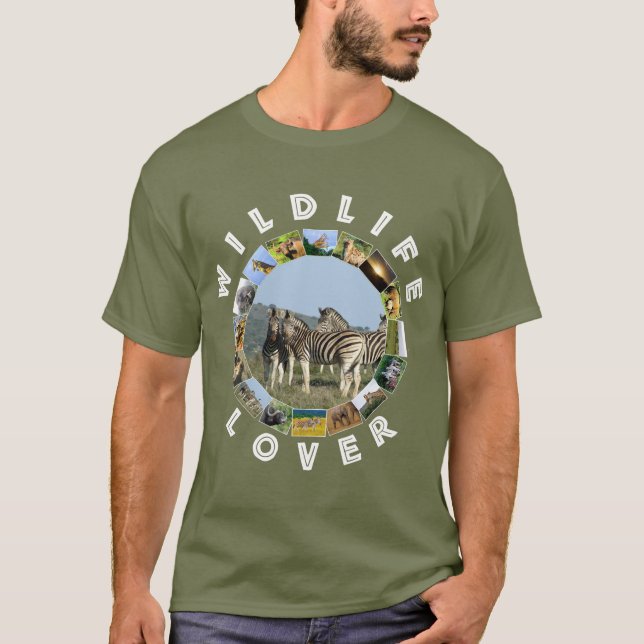 Camiseta Lover Azul Sky Zebra, fauna selvagem africana (Frente)