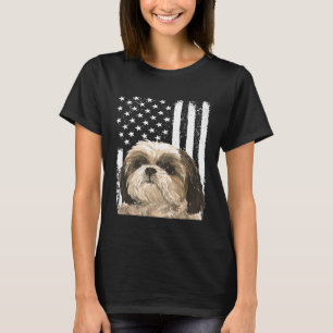 Camiseta Lover de Bandeira Americano Shih Tzu