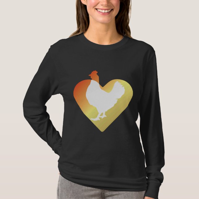 Camiseta Lover de frango cardíaco de frango retrô (Frente)