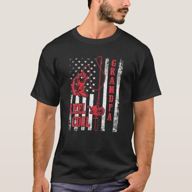 Camiseta Lover de pesca, Fath, Bandeira Legal do Vovô Améri (Frente)
