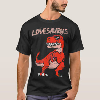 Camiseta Lovesaurus Tre Dinossaur Heart Dia de os namorados
