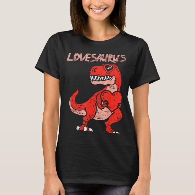 Camiseta Lovesaurus Trex Dinosaur Heart Cute Valentines Day (Frente)