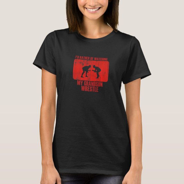 Camiseta Loving Rather Be Watching Grandson Wrestle Premium (Frente)
