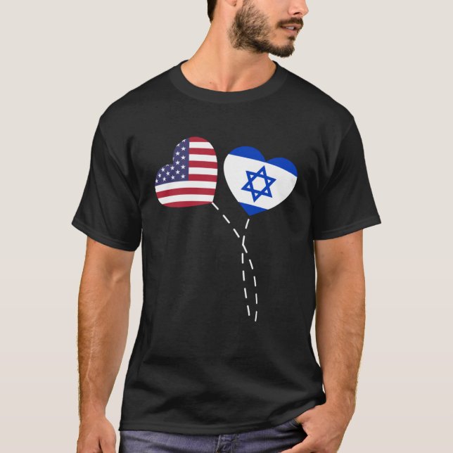 Camiseta Loving USA Israel Flag Heart Israeli Americans Lov (Frente)