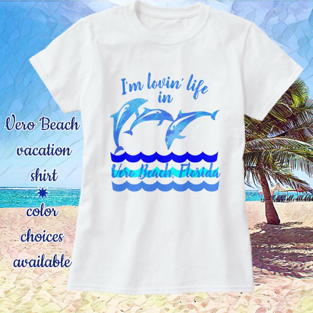 Camiseta Loving Vero Beach Flórida Saltando Golfinhos (Criador carregado)