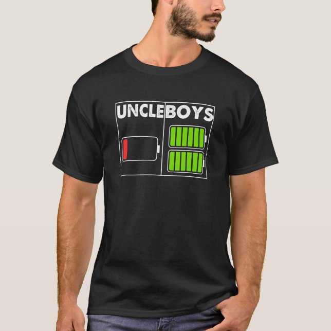 Camiseta Low Battery Uncle Of Two Sons Or Twin Boys Father  (Frente)