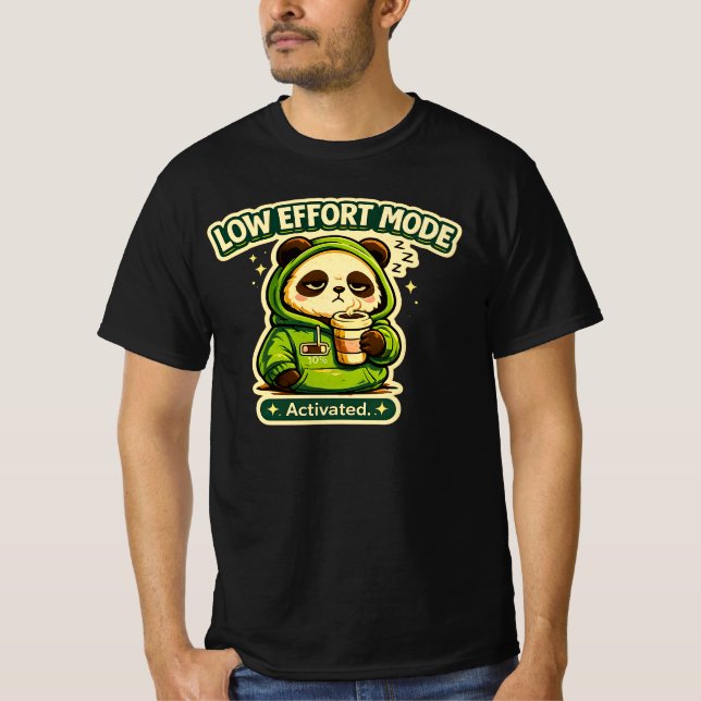 Camiseta Low Effort Mode Activated Panda Funny Lazy Mood  (Frente)
