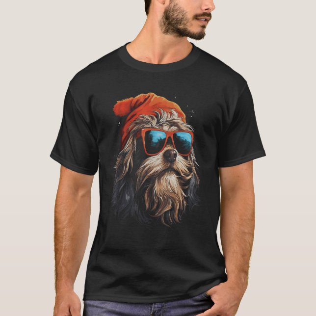 Camiseta Lowchen Dog Natal Feriado de inverno Legal Sunglas (Frente)