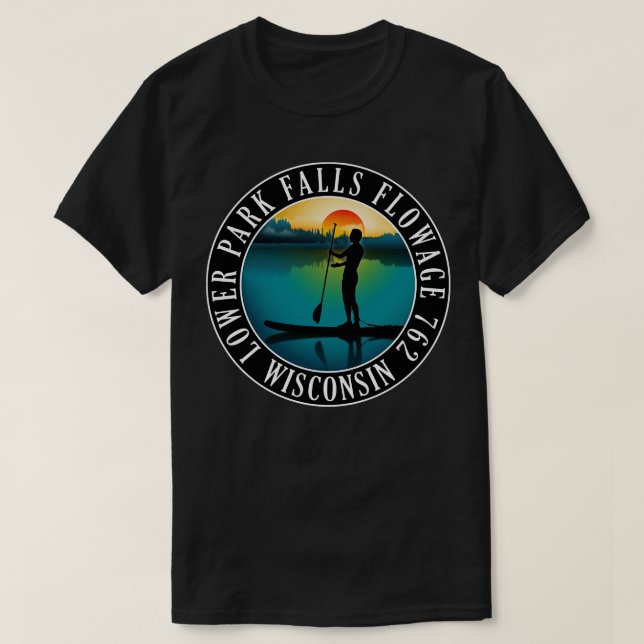 Camiseta Lower Park Falls Flowage 762 Paddleboard em Wiscon (Frente do Design)