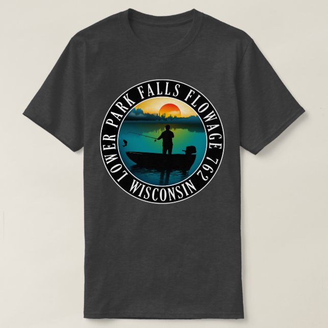 Camiseta Lower Park Falls Flowage 762 Pesca em Wisconsin (Frente do Design)
