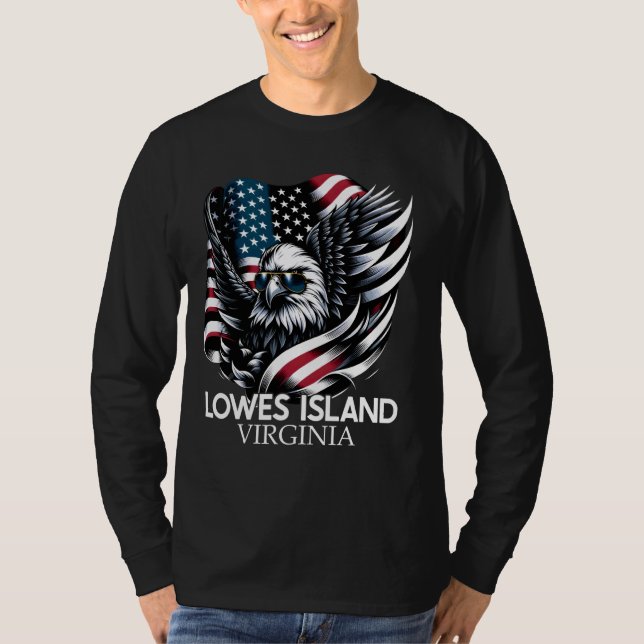 Camiseta Lowy Island Virginia 4 de julho USA American Fla (Frente)