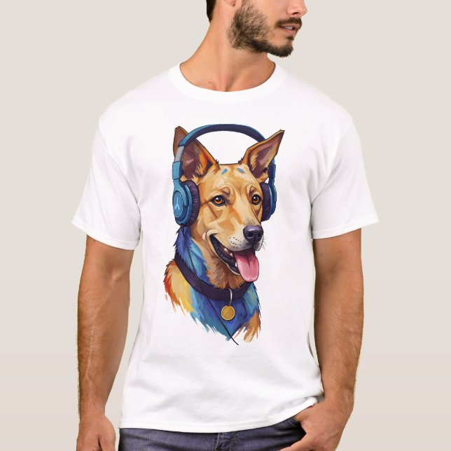 Camiseta Loyal Beats – Abstract Dog Listening to Music (Frente)