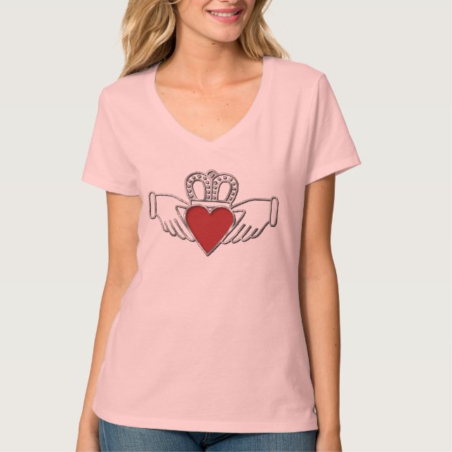 Camiseta Loyalty Love Friendship Claddagh V-Neck T-Shirt (Frente)
