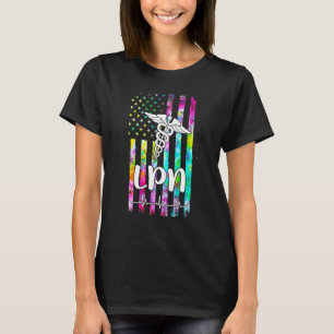 Camiseta Lpn Enfermagem Bandeira Americana Tie Dye