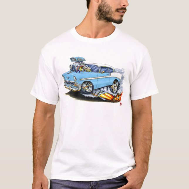 Camiseta Lt 1956 de Chevy 150-210 Azul Carro (Frente)