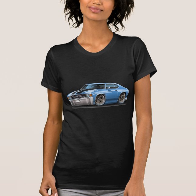 Camiseta Lt 1971-72 de Chevelle Azul-Preto Carro (Frente)