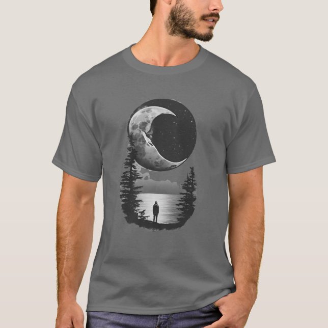 Camiseta Lua 6, raio de lua, satélite, celeste (Frente)