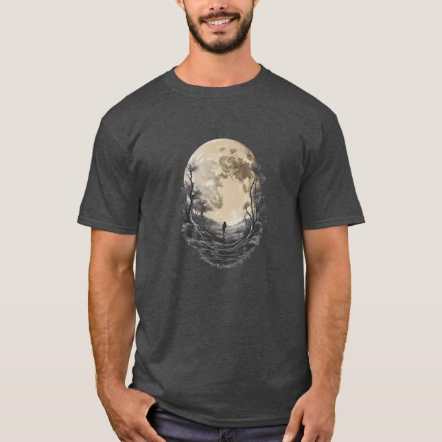 Camiseta Lua 9, raio de lua, satélite, celeste (Frente)