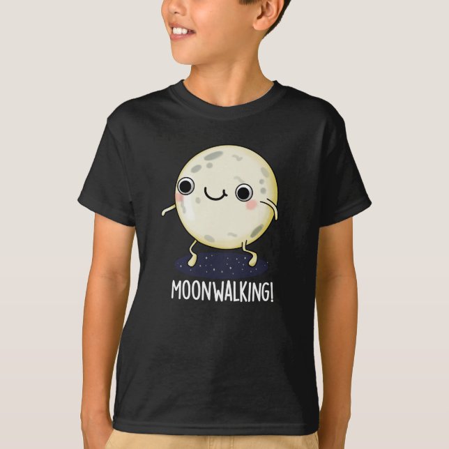 Camiseta Lua Andando Engraçado Dança Pun Dark BG (Frente)