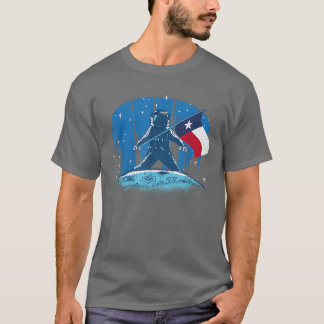 Camiseta Lua Aterrissando Patriótico Astronauta de Bandeira