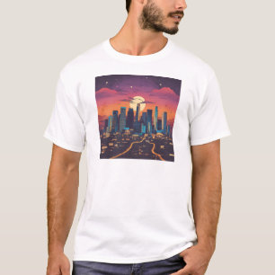 Camiseta Lua atrás da cidade