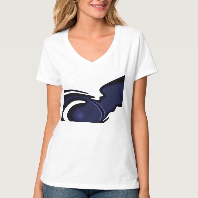 Camiseta Lua azul: Abstrato azul, branco e preto (Frente)