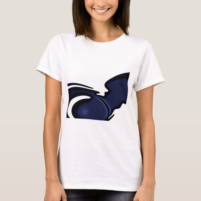 Camiseta Lua azul: Abstrato azul, branco e preto (Frente)