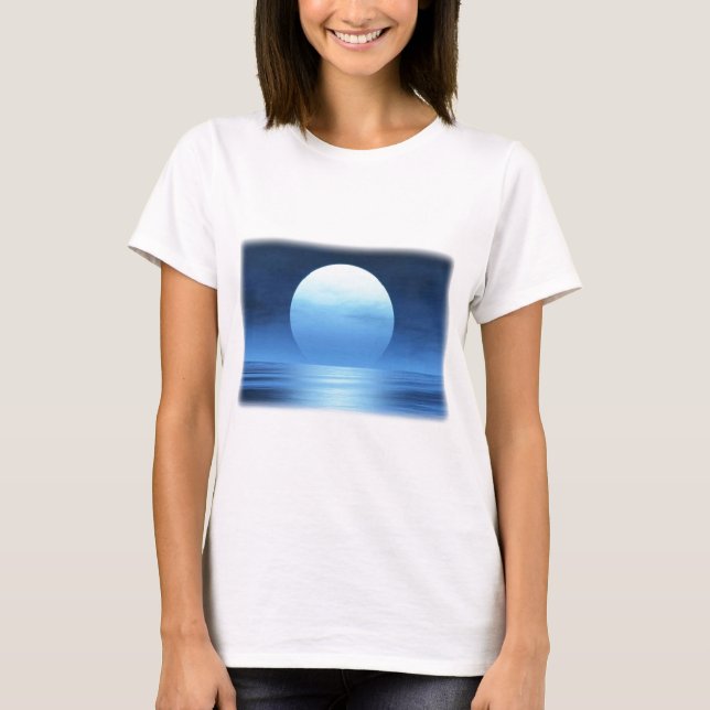 Camiseta lua azul - customizável com seu texto (Frente)