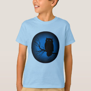 Camiseta Lua azul da coruja assustador