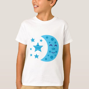 Camiseta Lua azul e estrelas riscadas