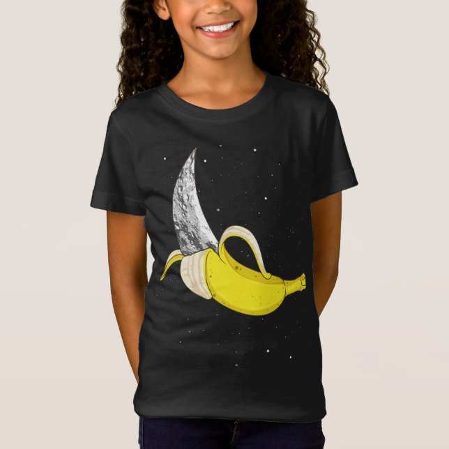 Camiseta Lua Banana Engraçado Comida Espacial Estranha Frut (Frente)