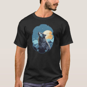 Camiseta Lua Cheia de Lobo Estrelas