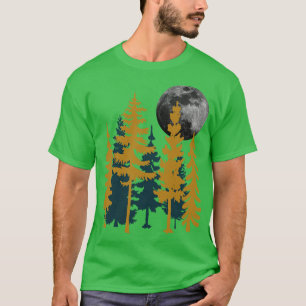 Camiseta Lua Cheia e Árvores Pinheiras Novidades
