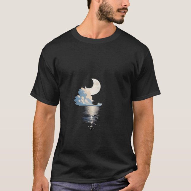 Camiseta Lua cheia sobre o mar (Frente)