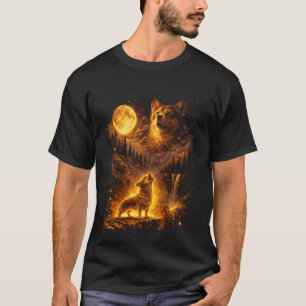 Camiseta Lua Cheia Vintage Cachorro Corgi Engraçado Uivando