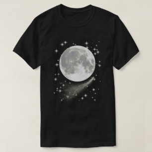 Camiseta Lua com Lua cheia, estrelas e cometa