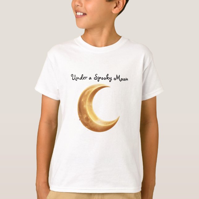 Camiseta Lua Crescente de Halloween | Arte Mística do Céu N (Frente)