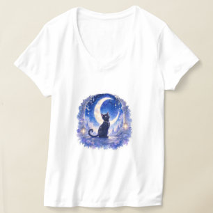 Camiseta Lua Crescente Gato Preto