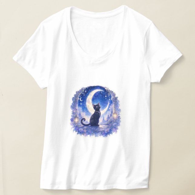 Camiseta Lua Crescente Gato Preto (Postura )