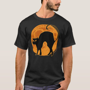 Camiseta Lua da laranja do gato preto do Dia das Bruxas